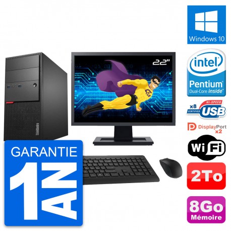 PC Tour Lenovo M900 Ecran 22" Intel G4400 RAM 8Go Disque 2To Windows 10 Wifi