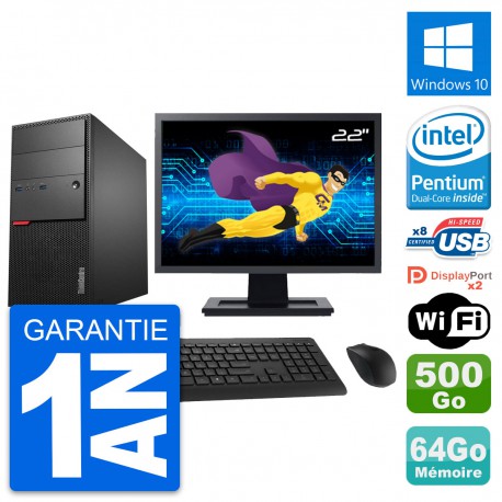 PC Tour Lenovo M900 Ecran 22" Intel G4400 RAM 64Go Disque 500Go Windows 10 Wifi