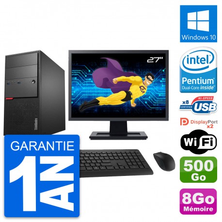 PC Tour Lenovo M900 Ecran 27" Intel G4400 RAM 8Go Disque 500Go Windows 10 Wifi