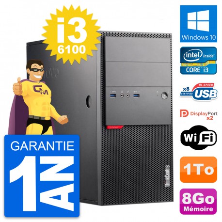 PC Tour Lenovo ThinkCentre M900 Intel i3-6100 RAM 8Go Disque 1To Windows 10 Wifi
