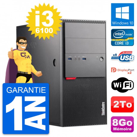 PC Tour Lenovo ThinkCentre M900 Intel i3-6100 RAM 8Go Disque 2To Windows 10 Wifi
