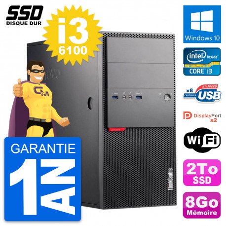 PC Tour Lenovo ThinkCentre M900 Intel i3-6100 RAM 8Go SSD 2To Windows 10 Wifi