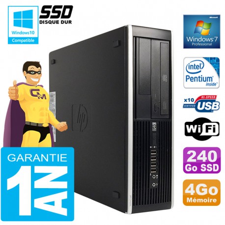 PC HP Compaq 8300 SFF Intel G850 Ram 4Go Disque 240 Go SSD Graveur DVD Wifi W7