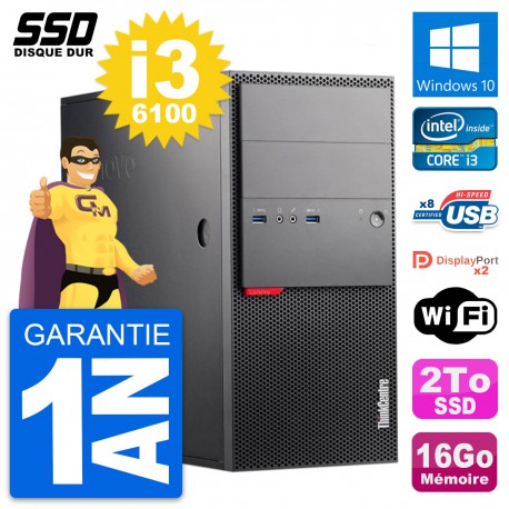 PC Tour Lenovo ThinkCentre M900 Intel i3-6100 RAM 16Go SSD 2To Windows 10 Wifi