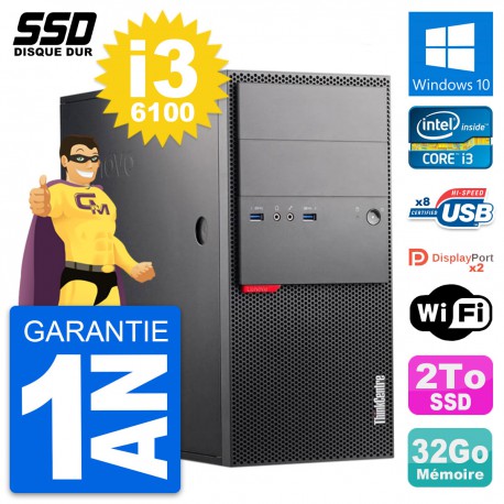 PC Tour Lenovo ThinkCentre M900 Intel i3-6100 RAM 32Go SSD 2To Windows 10 Wifi