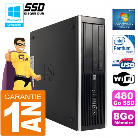 PC HP Compaq 8300 SFF Intel G850 Ram 8Go Disque 480 Go SSD Graveur DVD Wifi W7