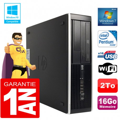 PC HP Compaq 8300 SFF Intel G850 Ram 16Go Disque 2 To Graveur DVD Wifi W7