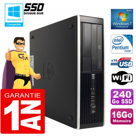 PC HP Compaq 8300 SFF Intel G850 Ram 16Go Disque 240 Go SSD Graveur DVD Wifi W7
