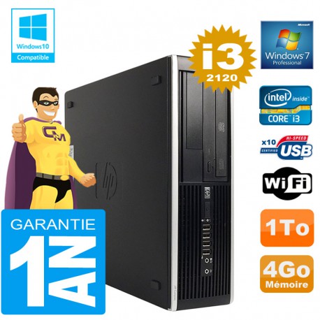 PC HP Compaq 8300 SFF Core I3-2120 Ram 4Go Disque 1 To Graveur DVD Wifi W7