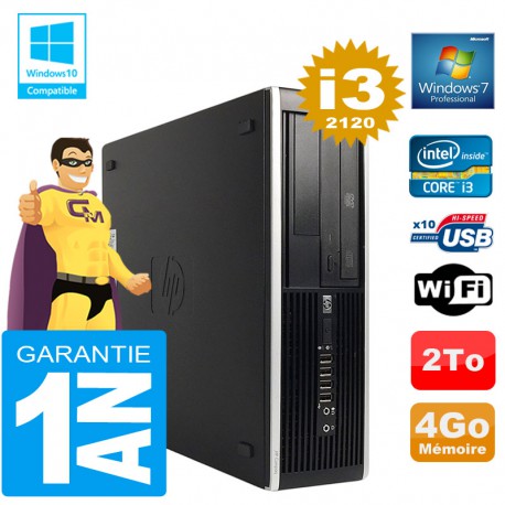 PC HP Compaq 8300 SFF Core I3-2120 Ram 4Go Disque 2 To Graveur DVD Wifi W7