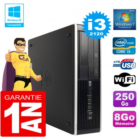 PC HP Compaq 8300 SFF Core I3-2120 Ram 8Go Disque 250 Go Graveur DVD Wifi W7