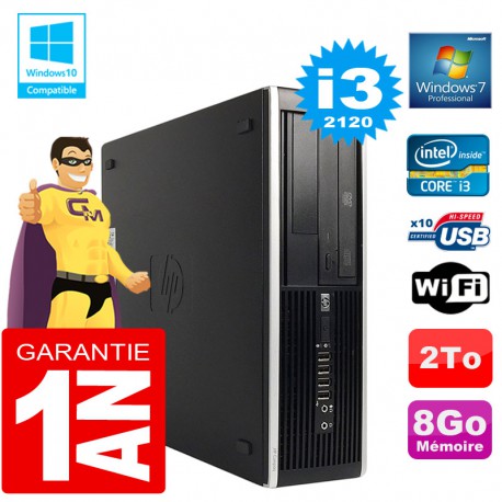 PC HP Compaq 8300 SFF Core I3-2120 Ram 8Go Disque 2 To Graveur DVD Wifi W7