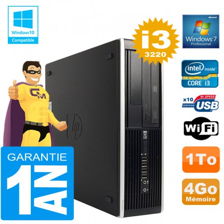 PC HP Compaq 8300 SFF Core I3-3220 Ram 4Go Disque 1 To Graveur DVD Wifi W7