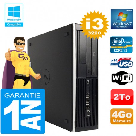 PC HP Compaq 8300 SFF Core I3-3220 Ram 4Go Disque 2 To Graveur DVD Wifi W7