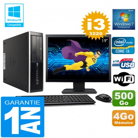 PC HP Compaq 8300 SFF Core I3-3220 Ram 4Go Disque 500 Go Wifi W7 Ecran 19"