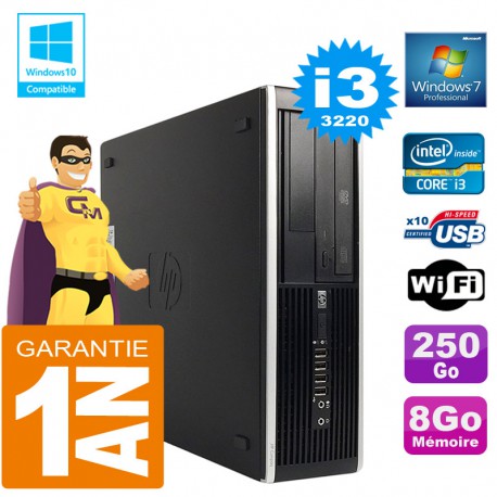 PC HP Compaq 8300 SFF Core I3-3220 Ram 8Go Disque 250 Go Graveur DVD Wifi W7