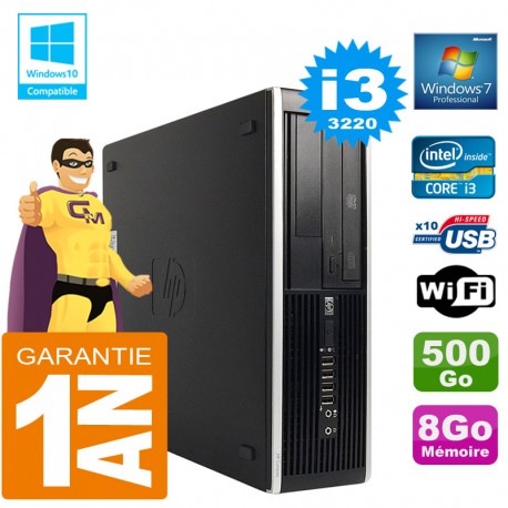 PC HP Compaq 8300 SFF Core I3-3220 Ram 8Go Disque 500 Go Graveur DVD Wifi W7
