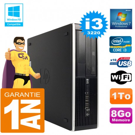 PC HP Compaq 8300 SFF Core I3-3220 Ram 8Go Disque 1 To Graveur DVD Wifi W7