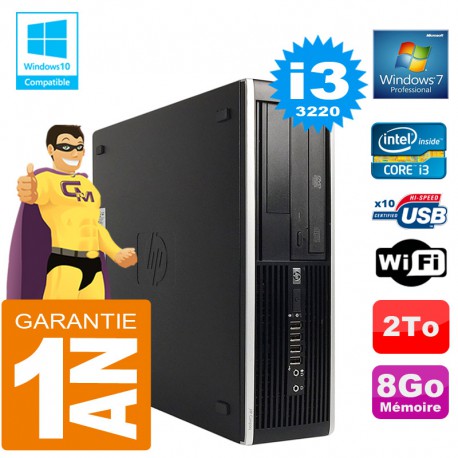 PC HP Compaq 8300 SFF Core I3-3220 Ram 8Go Disque 2 To Graveur DVD Wifi W7