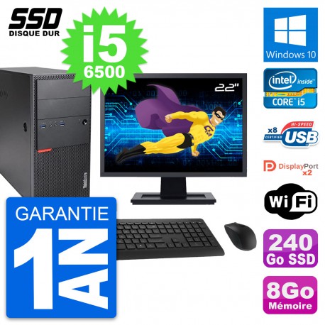 PC Tour Lenovo M900 Ecran 22" Intel i5-6500 RAM 8Go SSD 240Go Windows 10 Wifi