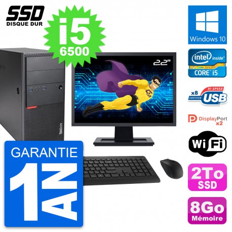 PC Tour Lenovo M900 Ecran 22" Intel i5-6500 RAM 8Go SSD 2To Windows 10 Wifi