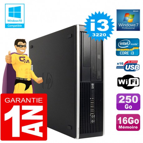 PC HP Compaq 8300 SFF Core I3-3220 Ram 16Go Disque 250 Go Graveur DVD Wifi W7
