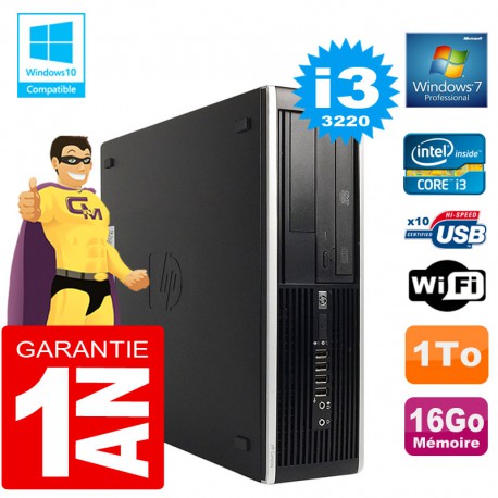 PC HP Compaq 8300 SFF Core I3-3220 Ram 16Go Disque 1 To Graveur DVD Wifi W7