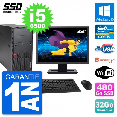 PC Tour Lenovo M900 Ecran 22" Intel i5-6500 RAM 32Go SSD 480Go Windows 10 Wifi