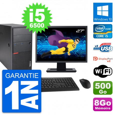 PC Tour Lenovo M900 Ecran 27" Intel i5-6500 RAM 8Go Disque 500Go Windows 10 Wifi