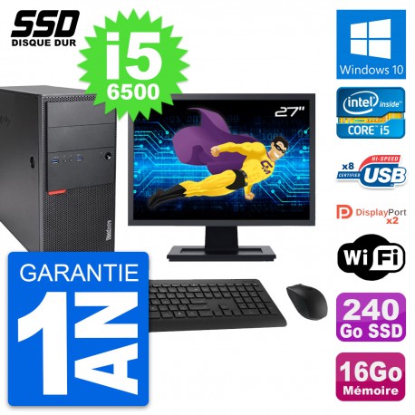 PC Tour Lenovo M900 Ecran 27" Intel i5-6500 RAM 16Go SSD 240Go Windows 10 Wifi
