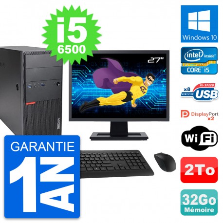 PC Tour Lenovo M900 Ecran 27" Intel i5-6500 RAM 32Go Disque 2To Windows 10 Wifi