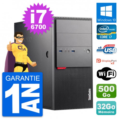 PC Tour Lenovo ThinkCentre M900 i7-6700 RAM 32Go Disque 500Go Windows 10 Wifi