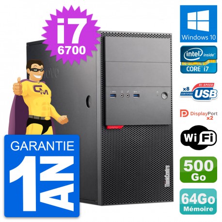 PC Tour Lenovo ThinkCentre M900 i7-6700 RAM 64Go Disque 500Go Windows 10 Wifi
