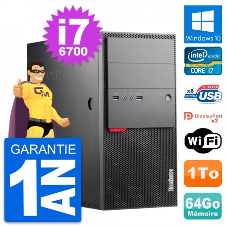 PC Tour Lenovo ThinkCentre M900 Core i7-6700 RAM 64Go Disque 1To Windows 10 Wifi