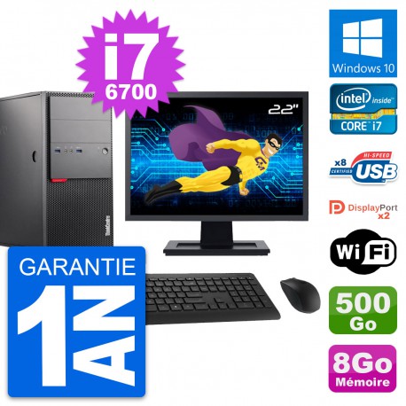PC Tour Lenovo M900 Ecran 22" Intel i7-6700 RAM 8Go Disque 500Go Windows 10 Wifi