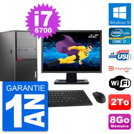 PC Tour Lenovo M900 Ecran 22" Intel i7-6700 RAM 8Go Disque 2To Windows 10 Wifi