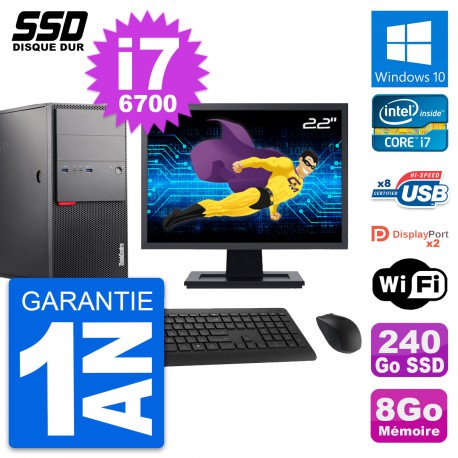 PC Tour Lenovo M900 Ecran 22" Intel i7-6700 RAM 8Go SSD 240Go Windows 10 Wifi