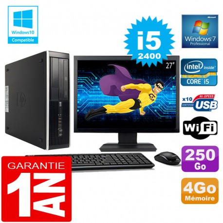PC HP Compaq 8300 SFF Core I5-2400 Ram 4Go Disque 250 Go Wifi W7 Ecran 27"