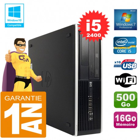 PC HP Compaq 8300 SFF Core I5-2400 Ram 16Go Disque 500 Go Graveur DVD Wifi W7