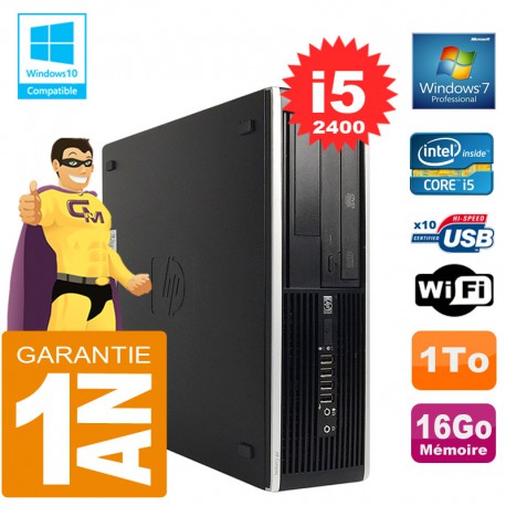 PC HP Compaq 8300 SFF Core I5-2400 Ram 16Go Disque 1 To Graveur DVD Wifi W7