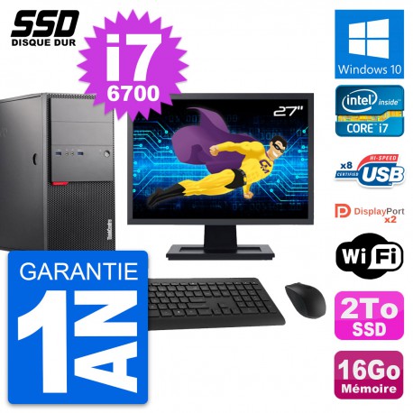 PC Tour Lenovo M900 Ecran 27" Intel i7-6700 RAM 16Go SSD 2To Windows 10 Wifi