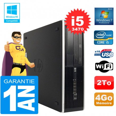 PC HP Compaq 8300 SFF Core I5-3470 Ram 4Go Disque 2 To Graveur DVD Wifi W7