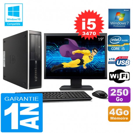 PC HP Compaq 8300 SFF Core I5-3470 Ram 4Go Disque 250 Go Wifi W7 Ecran 19"