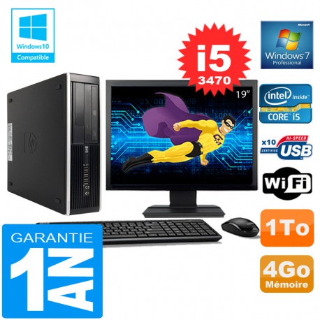PC HP Compaq 8300 SFF Core I5-3470 Ram 4Go Disque 1 To Wifi W7 Ecran 19"