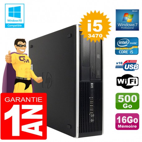 PC HP Compaq 8300 SFF Core I5-3470 Ram 16Go Disque 500 Go Graveur DVD Wifi W7
