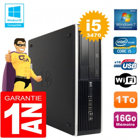 PC HP Compaq 8300 SFF Core I5-3470 Ram 16Go Disque 1 To Graveur DVD Wifi W7