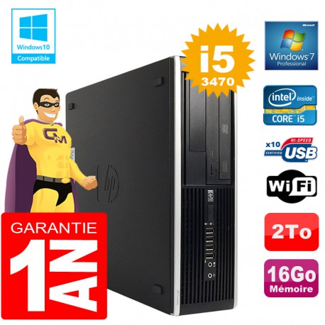 PC HP Compaq 8300 SFF Core I5-3470 Ram 16Go Disque 2 To Graveur DVD Wifi W7