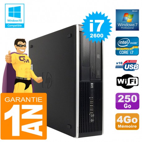 PC HP Compaq 8300 SFF Core I7-2600 Ram 4Go Disque 250 Go Graveur DVD Wifi W7