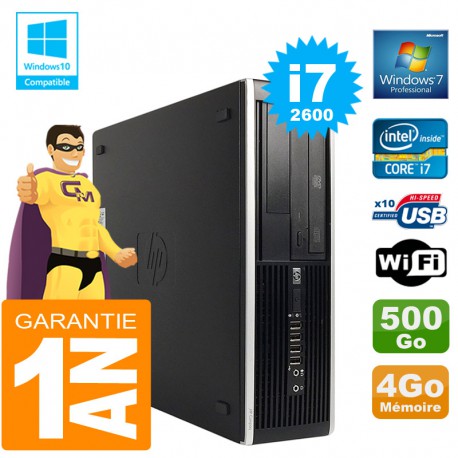 PC HP Compaq 8300 SFF Core I7-2600 Ram 4Go Disque 500 Go Graveur DVD Wifi W7