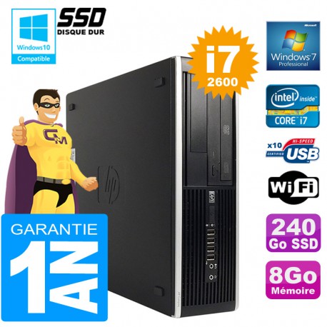 PC HP Compaq 8300 SFF Core I7-2600 Ram 8Go Disque 240 Go SSD Graveur DVD Wifi W7